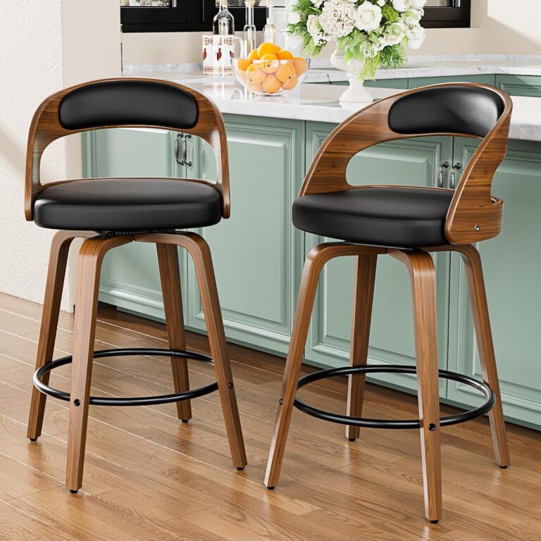 YaFiti Bar Stools Set of 2, 26" Bentwood Counter Height Barstools, Black