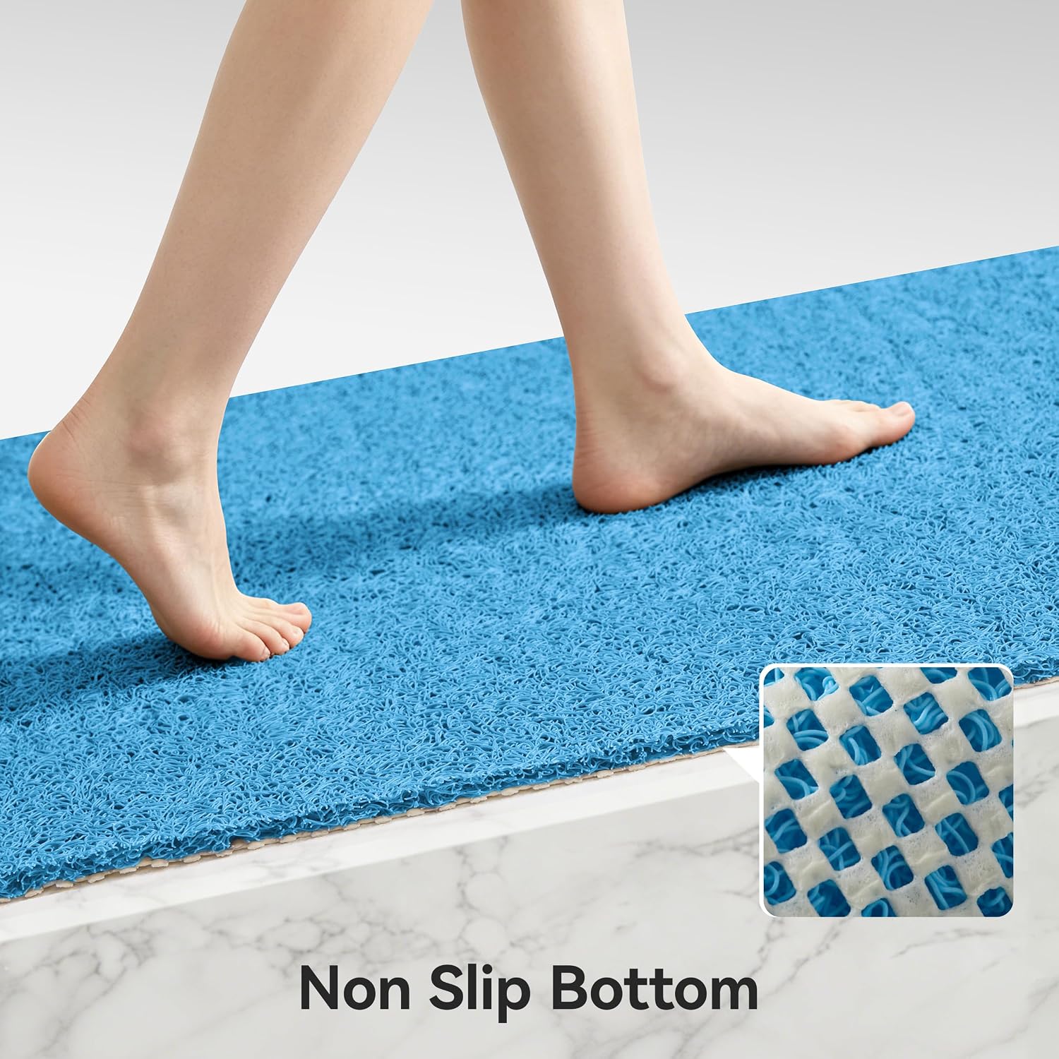 Asvin Soft Textured Bath, Shower, Tub Mat, 24x16 Inch, Phthalate Free, Non Slip Comfort Bathtub Mats with Drain, PVC Loofah Bathroom Mats for Wet Areas, Quick Drying - Image 4
