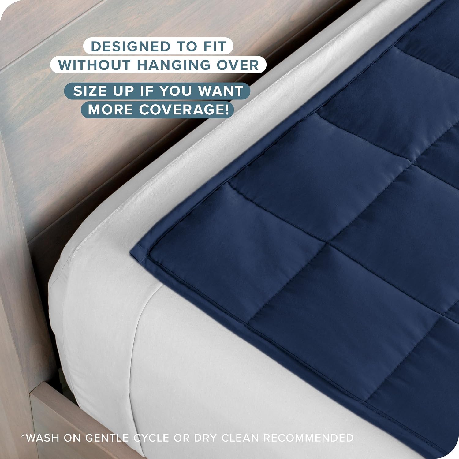 Bare Home Weighted Blanket All-Natural 100% Cotton with Nontoxic Glass Beads 60"x80" 17lbs, Dark Blue - Image 3