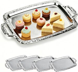 4-Pack Large Rectangle Silver Servi...