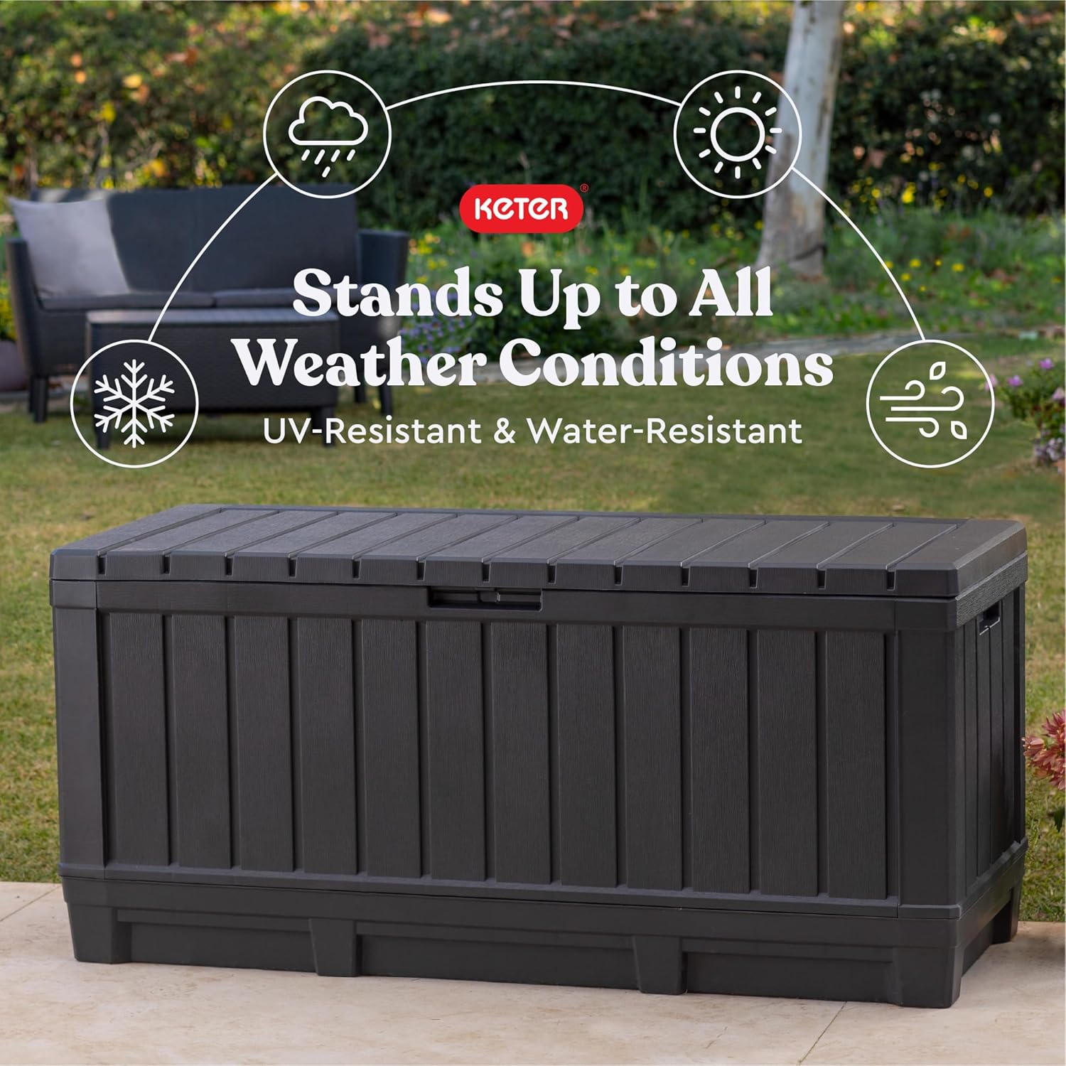 Keter Kentwood 92 Gal Outdoor Storage Box for Patio and Pool Accessories - Image 5