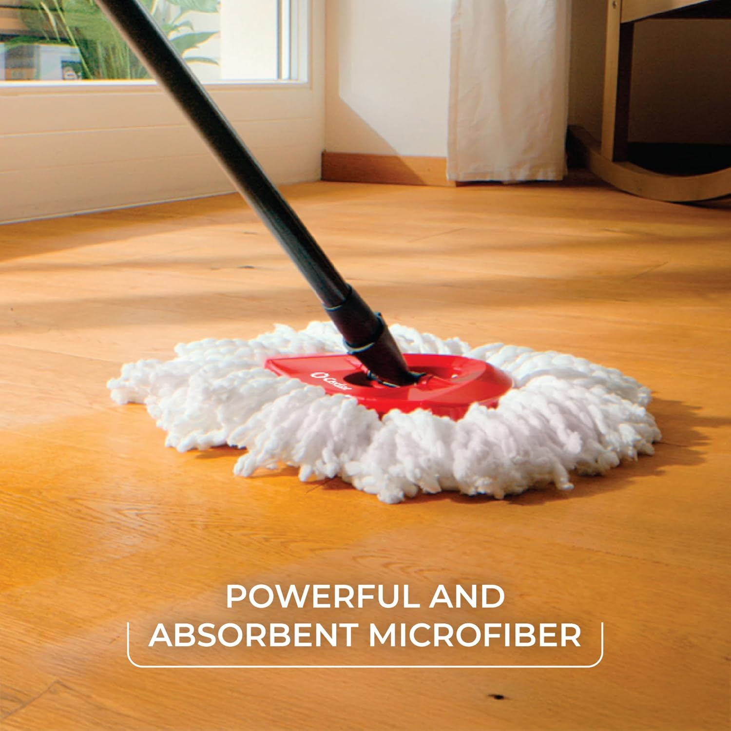 O-Cedar EasyWring Microfiber Spin Mop, Bucket Floor Cleaning System, Red, Gray, Standard - Image 6