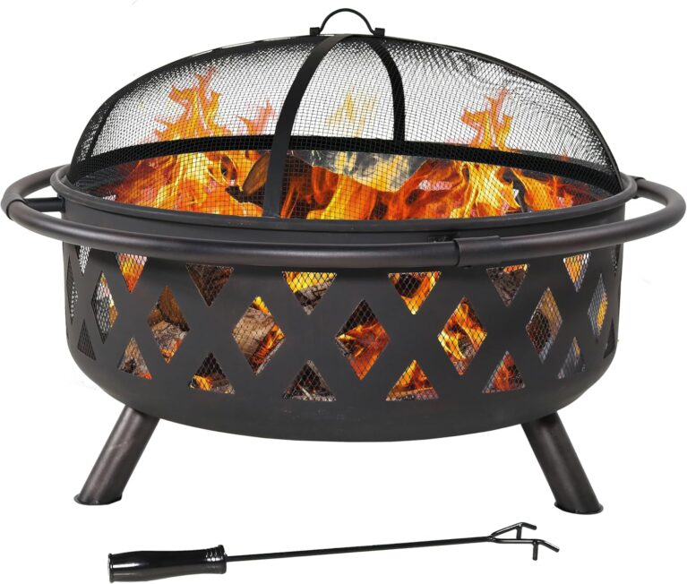 Sunnydaze Crossweave 36" Large Outdoor Fire Pit, Wood Burning, Round