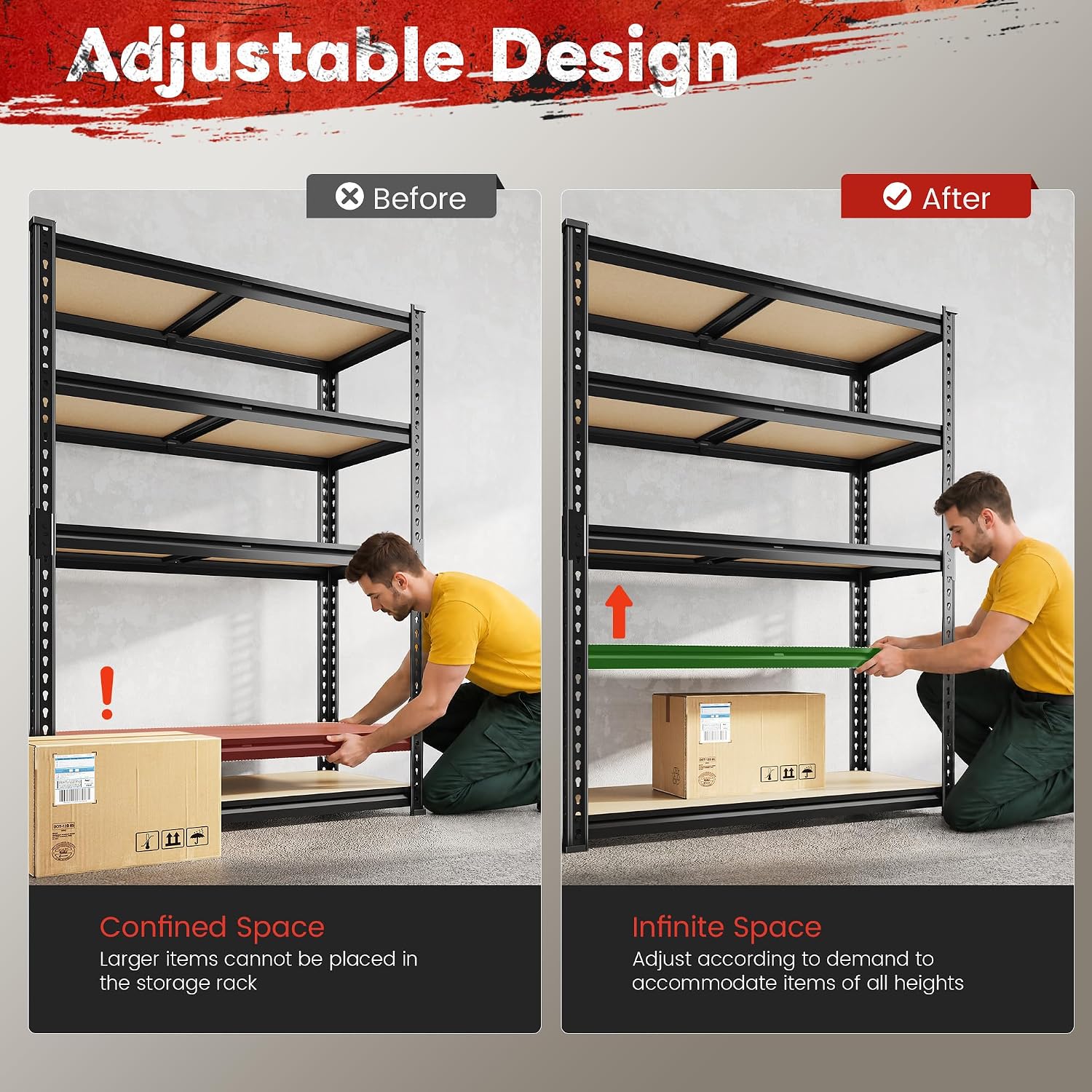 REIBII 2400 Lbs Garage Shelving for Basement, Adjustable Shelving Unit - Image 8