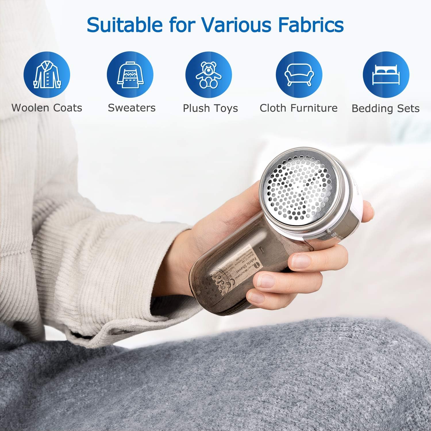 BEAUTURAL Fabric Shaver and Lint Remover, Portable Sweater Defuzzer - Image 6