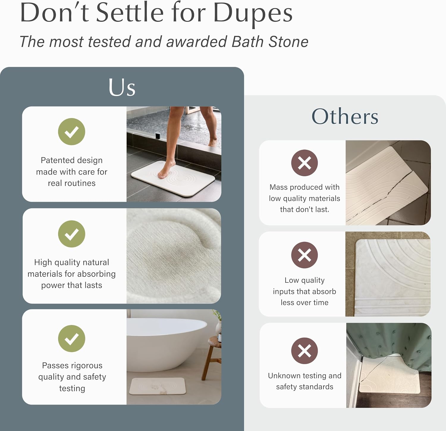 Dorai Home Stone Bath Mat - Premium Diatomaceous Earth Bath Floor Mats with Non-Slip Base, Fast-Drying Modern Shower Mat for Bathroom | Zen Sandstone - 23.6"x15.4" - Image 2