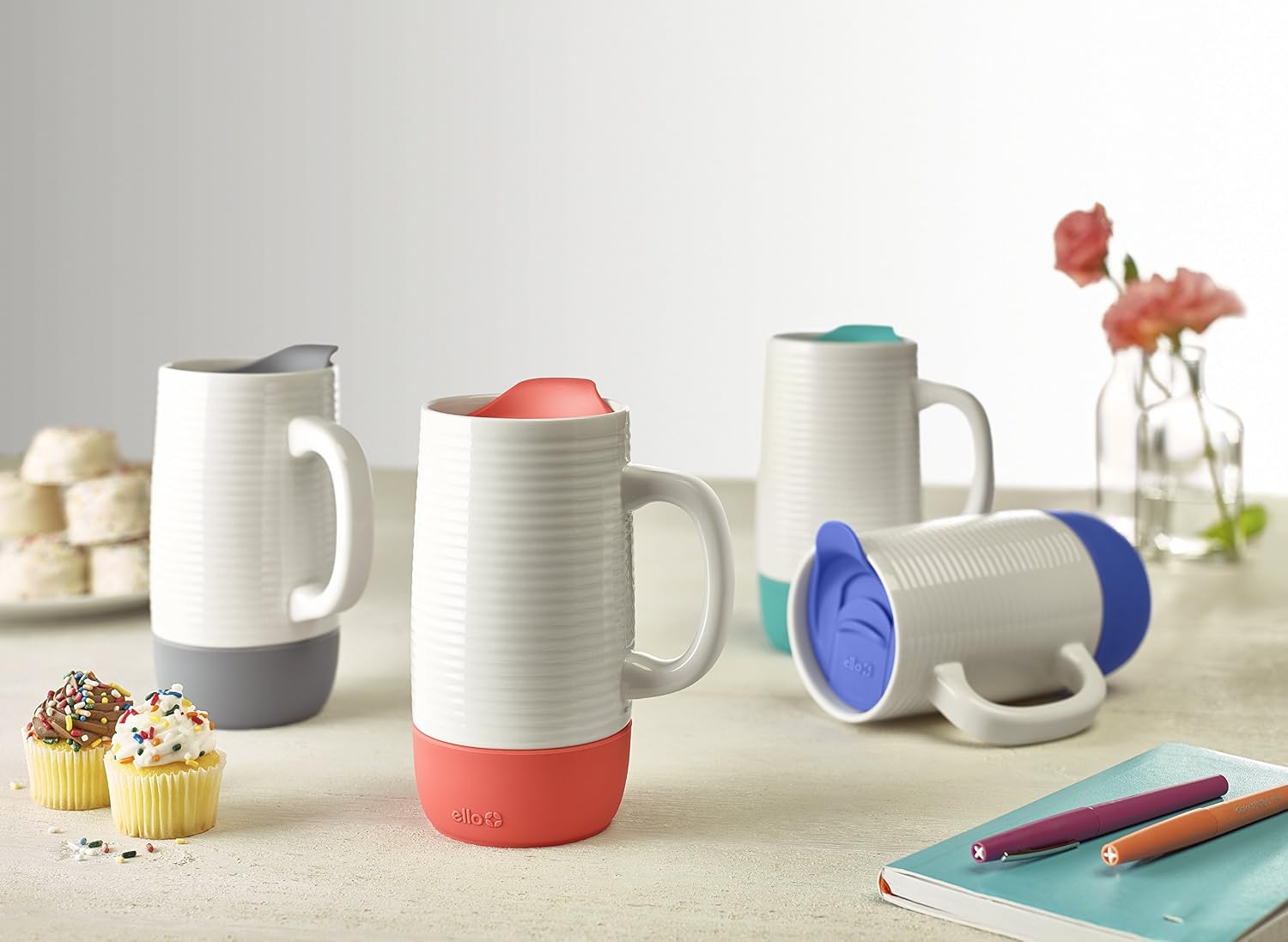 Ello Jane 18oz Ceramic Travel Mug with Handle, Splash-Resistant Slider Lid and Built-in Coaster, Perfect for Coffee and Tea, BPA Free, Dishwasher Safe, Holiday Gift Her Him, Yucca - Image 5
