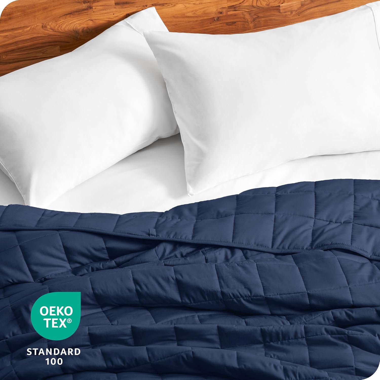 Bare Home Weighted Blanket All-Natural 100% Cotton with Nontoxic Glass Beads 60"x80" 17lbs, Dark Blue - Image 7