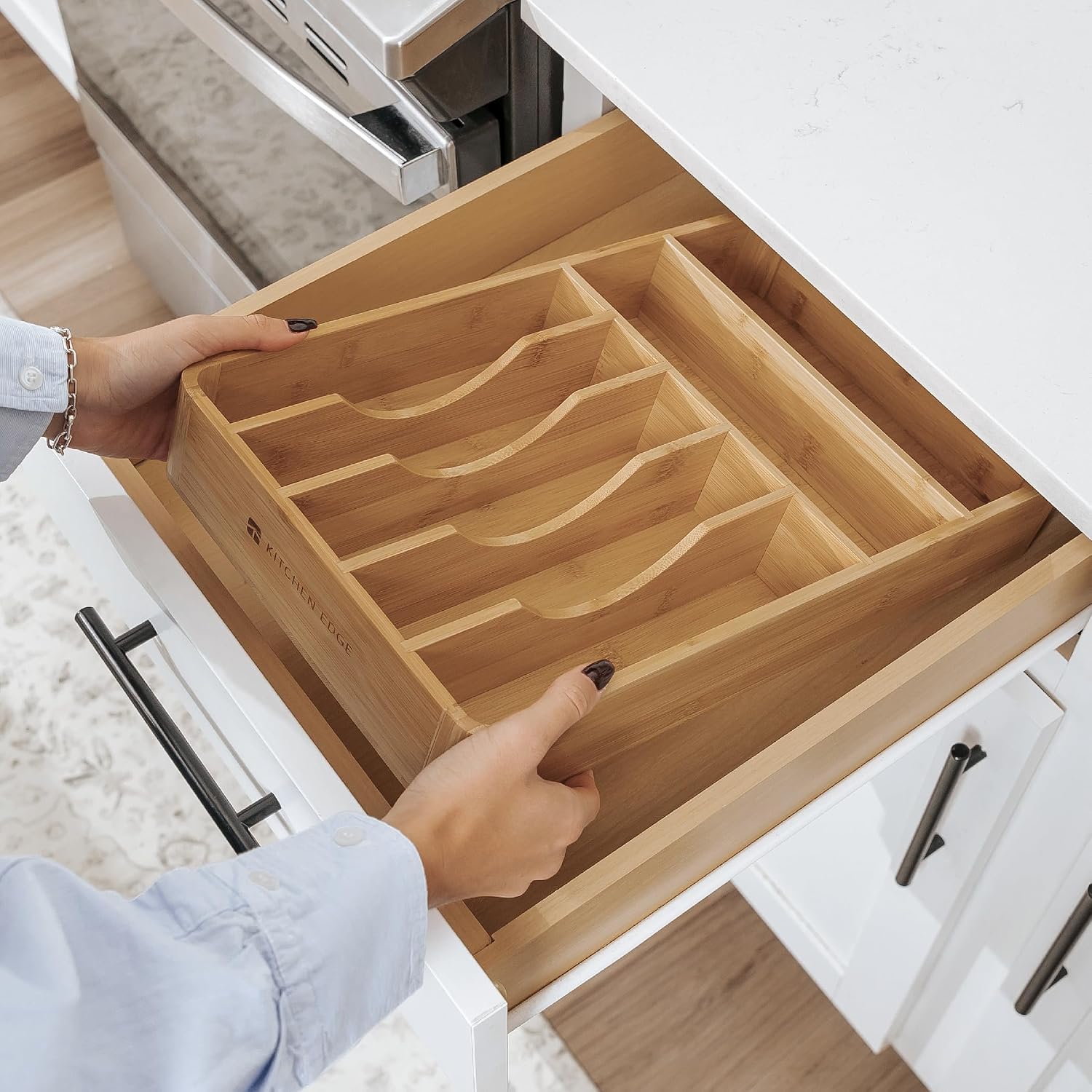 KitchenEdge Silverware & Utensil Organizer, Fixed 10.5 in, Bamboo - Image 8