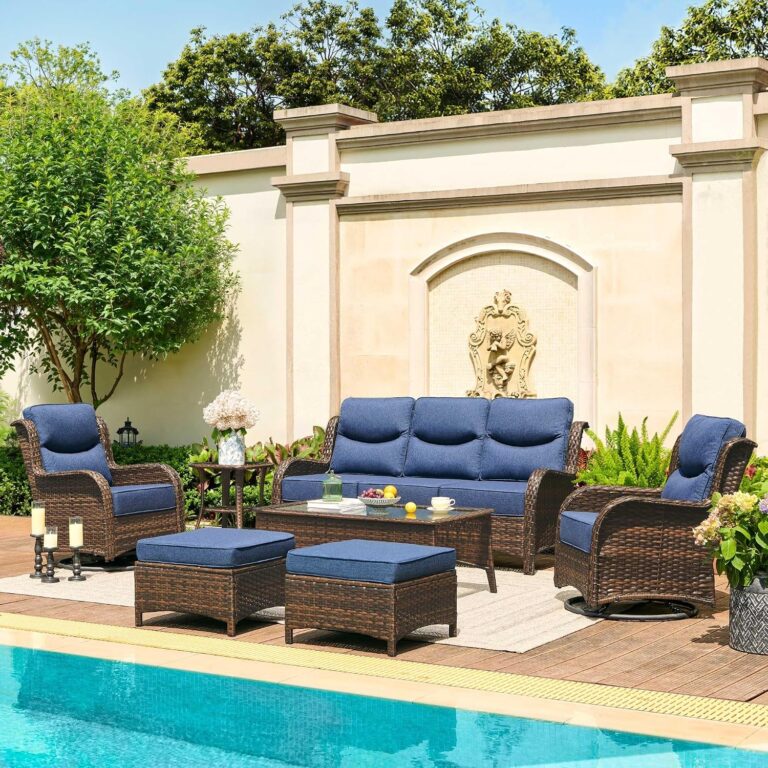 HILLGA Luxury Outdoor Patio Furniture Set with 6-Inch Thick Cushions