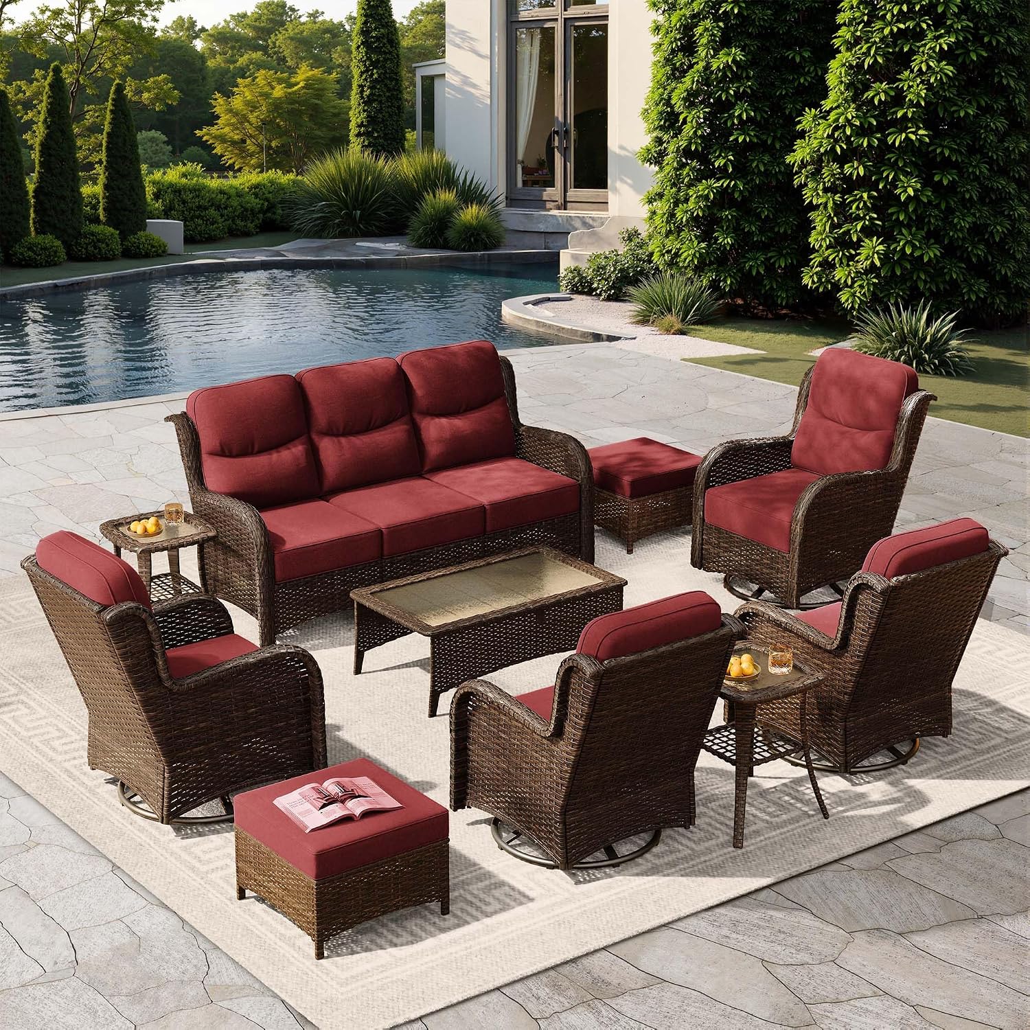 HILLGA Luxury Outdoor Patio Furniture Set with 6-Inch Thick Cushions
