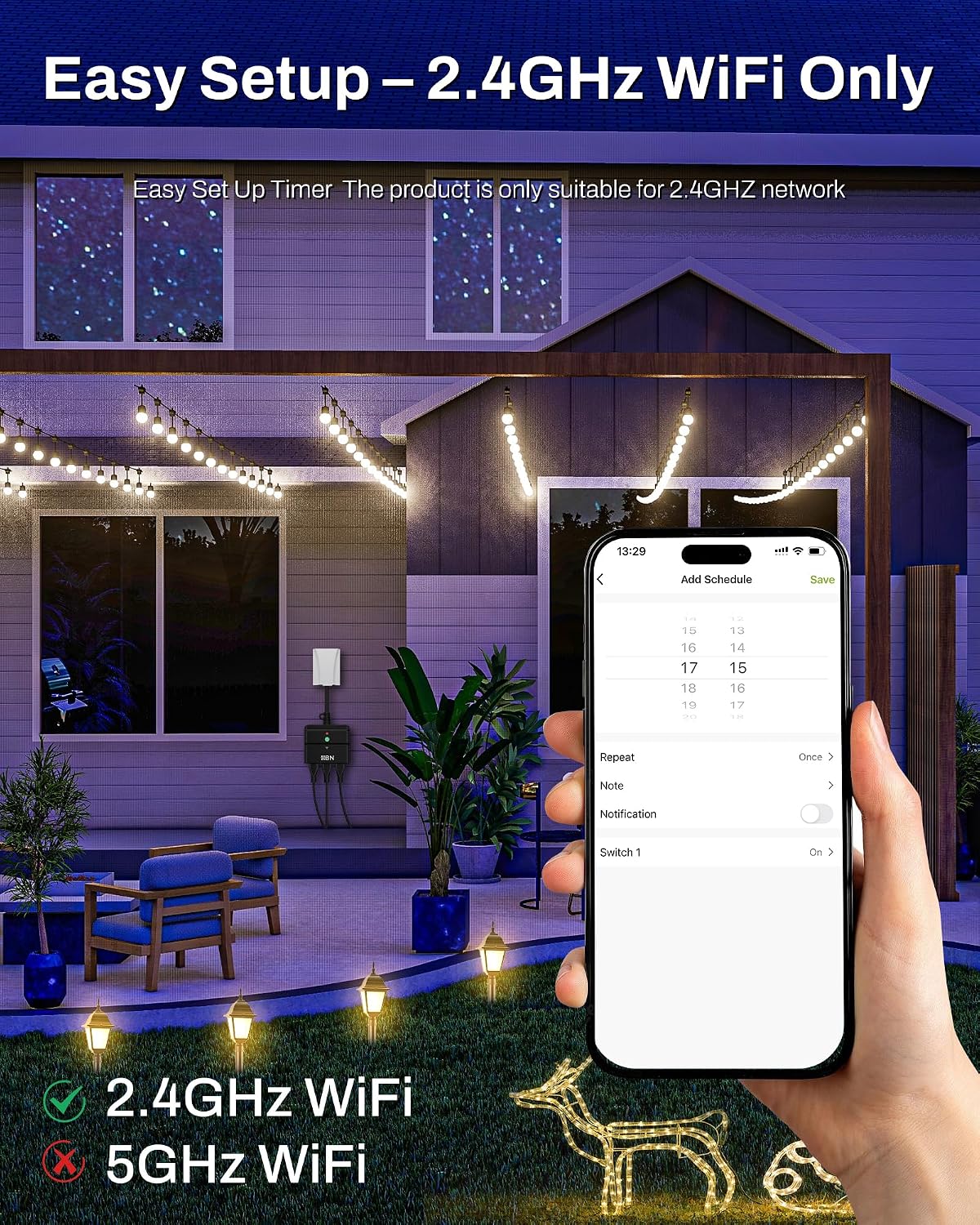 HBN Outdoor Smart Plug, WiFi Smart Outlet Plug with 3 Independently Outlets - Image 6