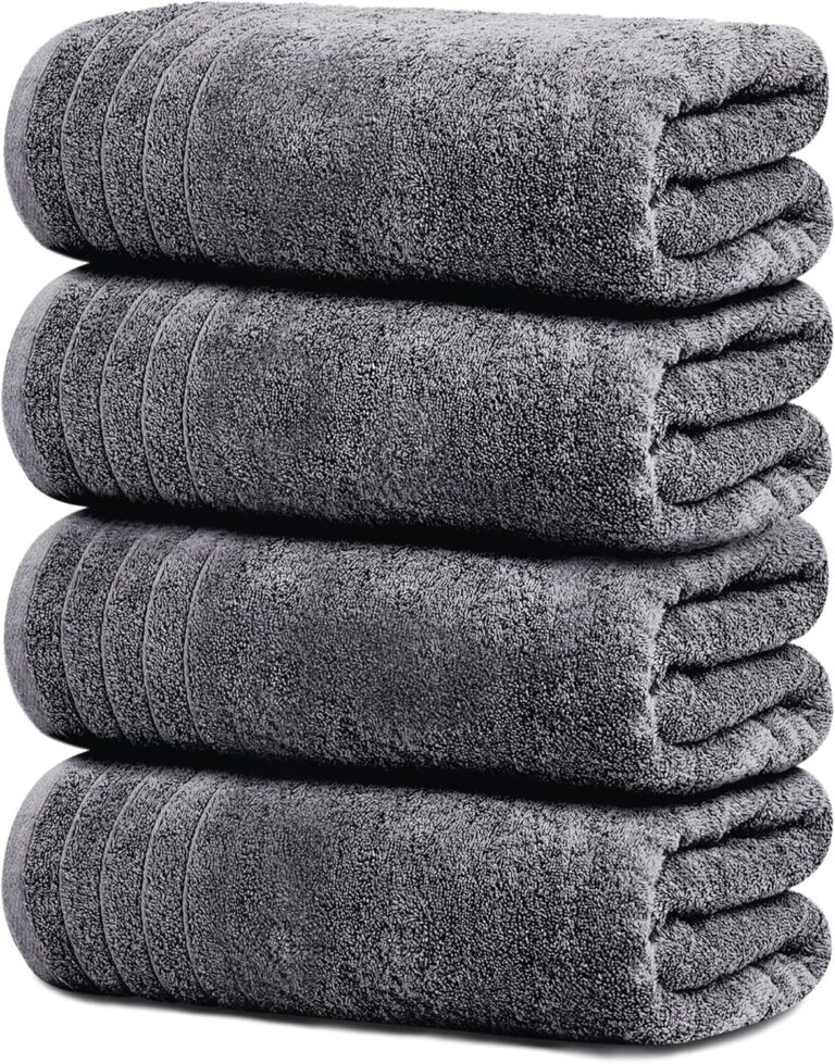 Tens Towels 4 Piece Extra Large Bath Towels 30 x 60 Inches, Dark Grey