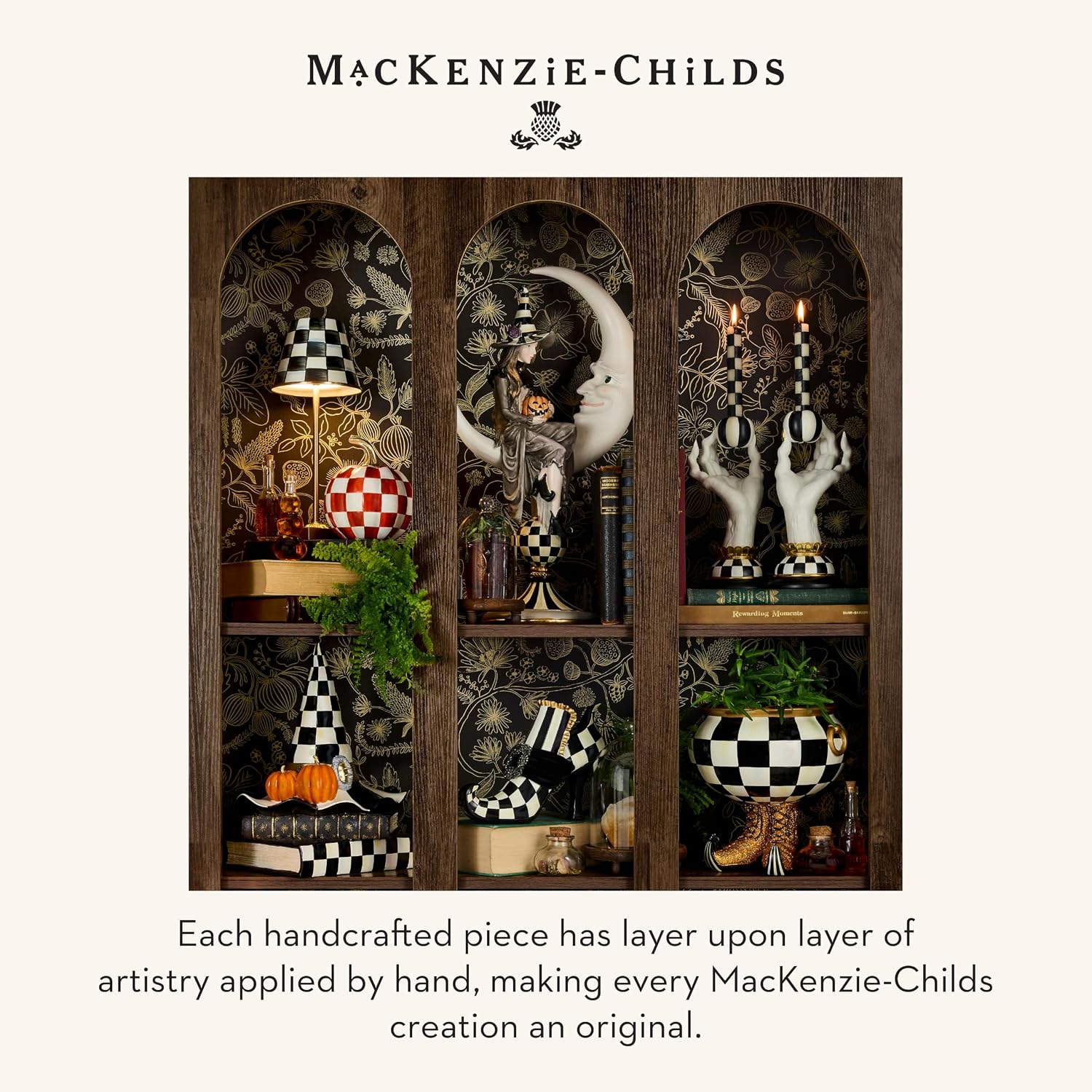MACKENZIE-CHILDS Resin Pumpkin, Small, Dark-Red-and-White Paprika Check - Image 6