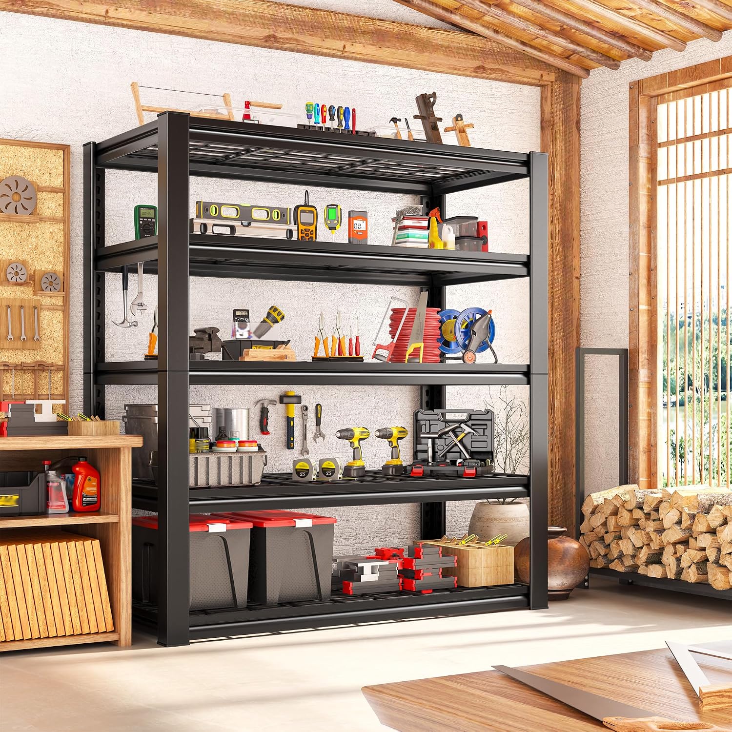 REIBII 72" H Garage Shelving 3200 LBS Heavy Duty Adjustable Storage Shelves - Image 8