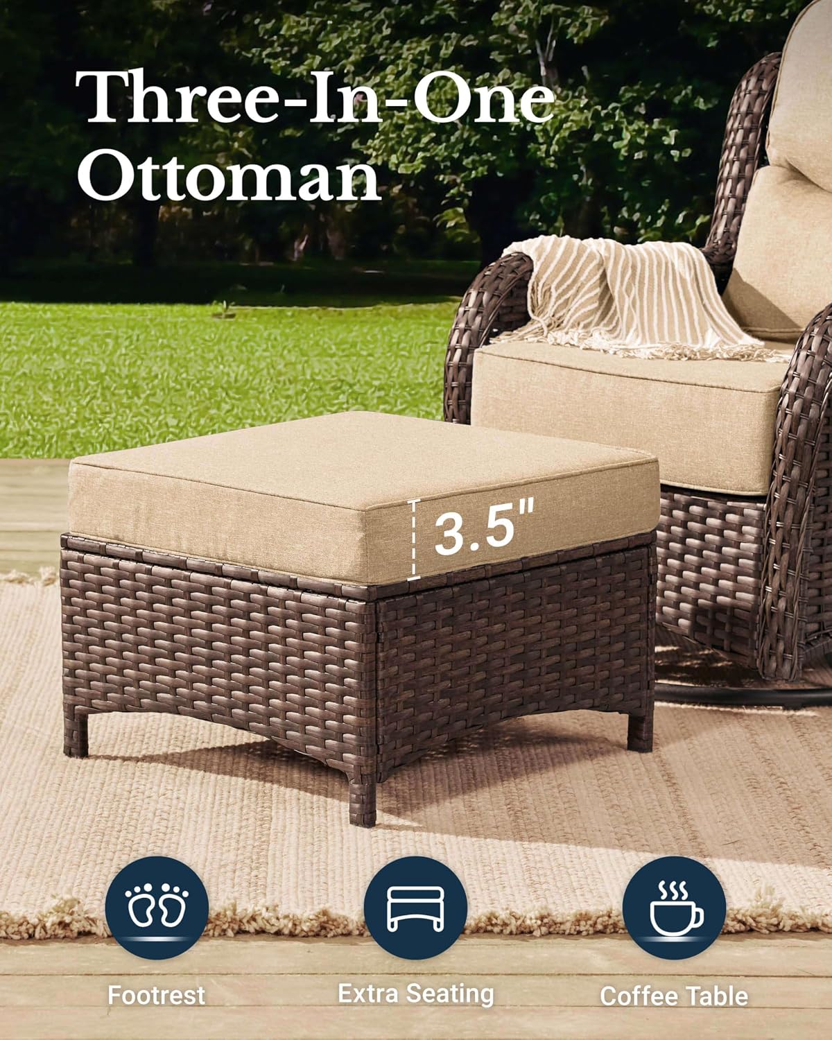 HILLGA Luxury Outdoor Patio Furniture Set with 6-Inch Thick Cushions - Image 8