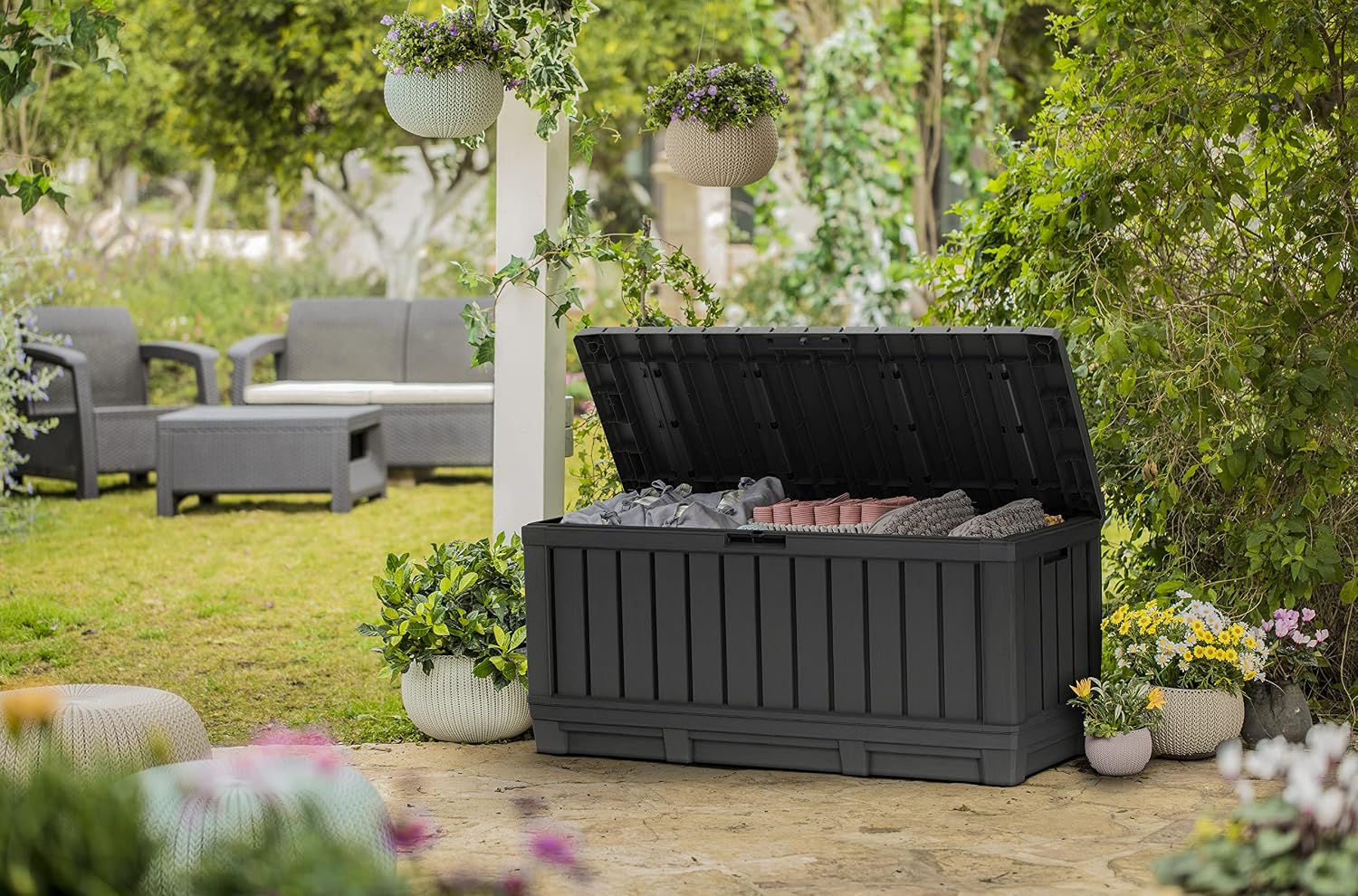 Keter Kentwood 92 Gal Outdoor Storage Box for Patio and Pool Accessories - Image 9