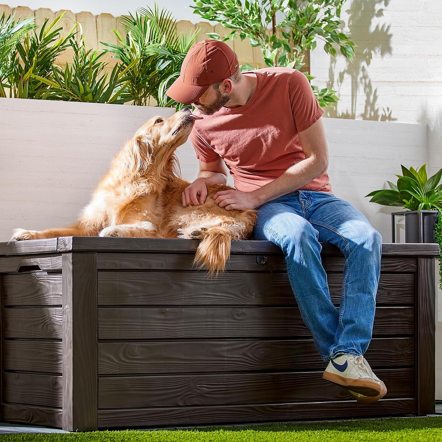Keter Westwood 150 Gal Outdoor Storage Box for Patio and Pool Accessories - Image 2