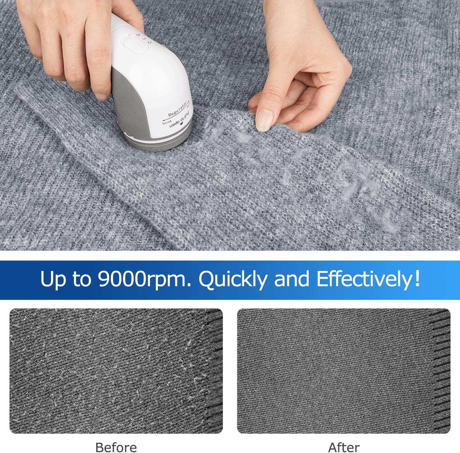 BEAUTURAL Fabric Shaver and Lint Remover, Portable Sweater Defuzzer - Image 3