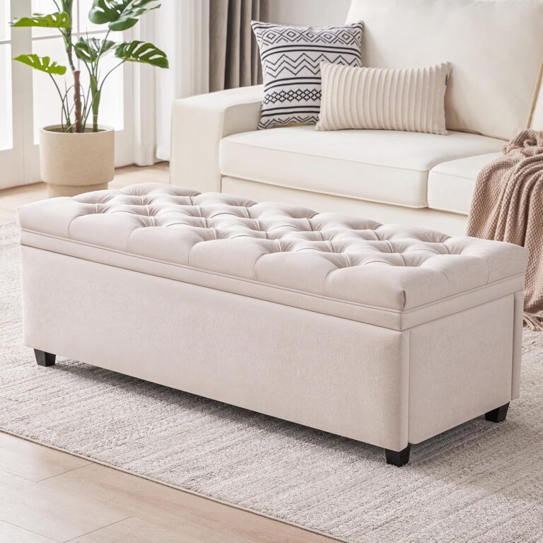 Mangodan 50 Inch Large Storage Ottoman, Tufted Ottoman with Storage