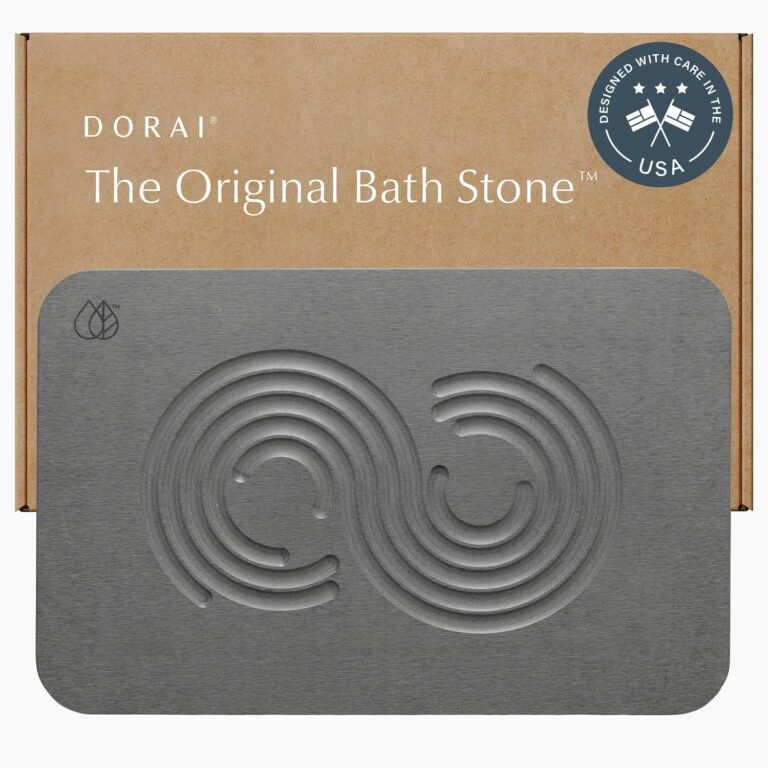 Dorai Home Stone Bath Mat - Premium Diatomaceous Earth Bath Floor Mats with Non-Slip Base, Fast-Drying Modern Shower Mat for Bathroom | Zen Slate - 23.6"x15.4"