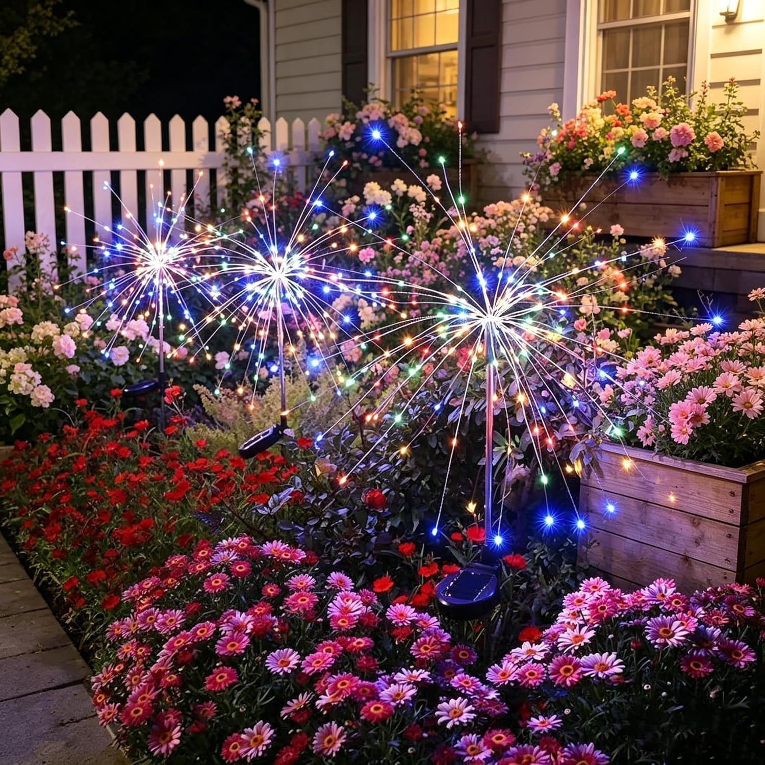 HPUFKOT Solar Garden Lights Outdoor,Waterproof Garden, 2PC 200 LED Twinkling Firework Lights Decorative with 8 Modes,Decor for Yard Patio Pathway Lawn for Yard Outside Fairy Decorative - Image 4