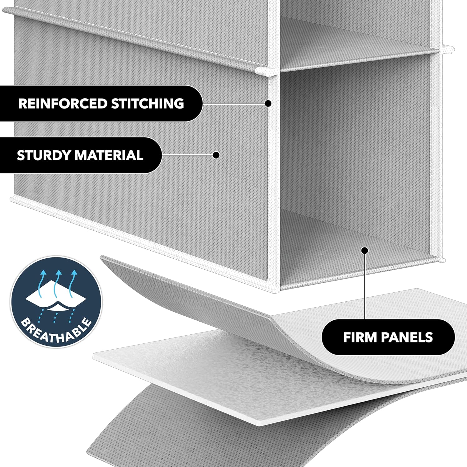 Simple Houseware 2 Pack 10 Shelves Hanging Shoe Organizer, Gray - Image 4