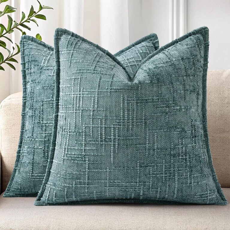 decorUhome Chenille Decorative Throw Pillow Covers 16x16 Set of 2, Teal