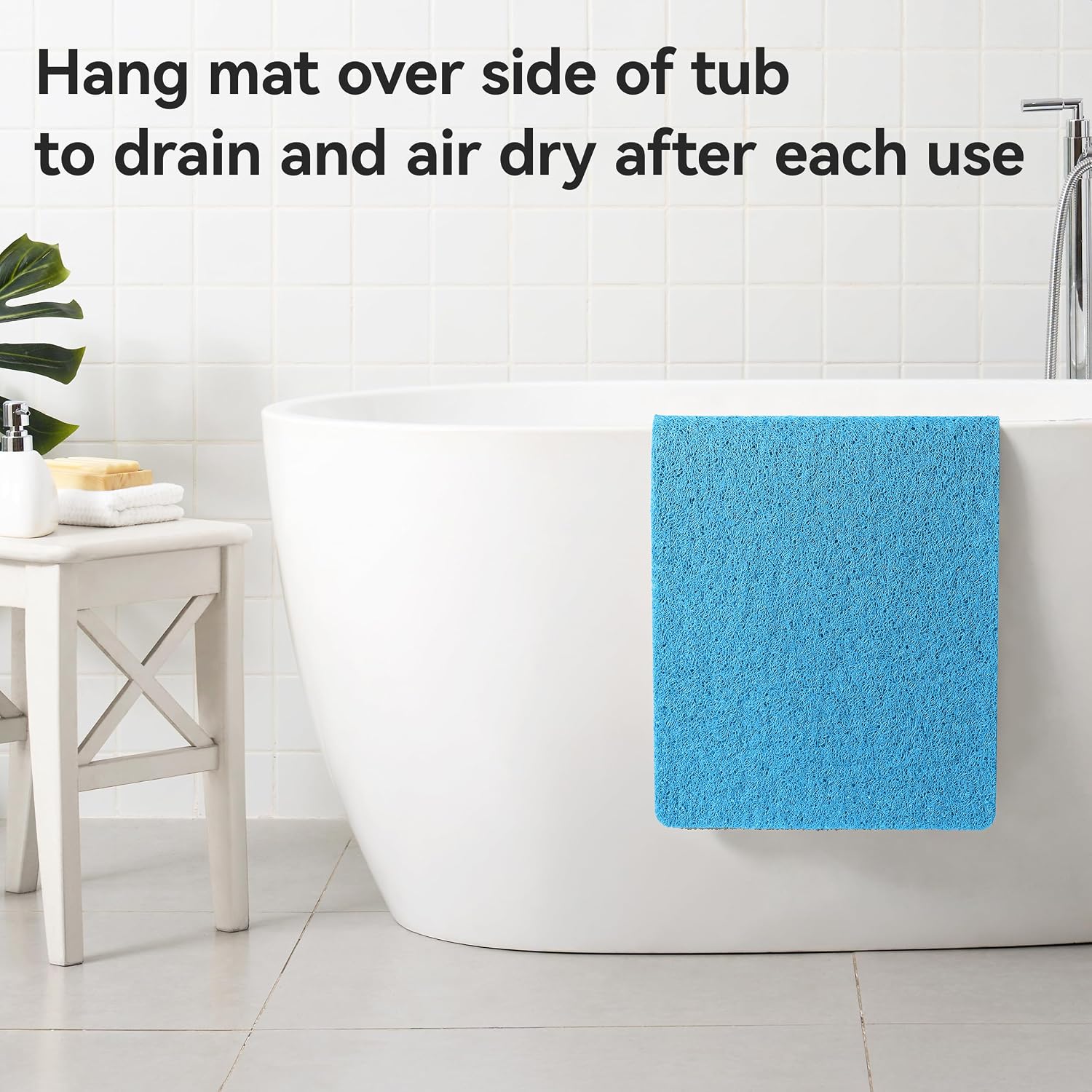Asvin Soft Textured Bath, Shower, Tub Mat, 24x16 Inch, Phthalate Free, Non Slip Comfort Bathtub Mats with Drain, PVC Loofah Bathroom Mats for Wet Areas, Quick Drying - Image 6