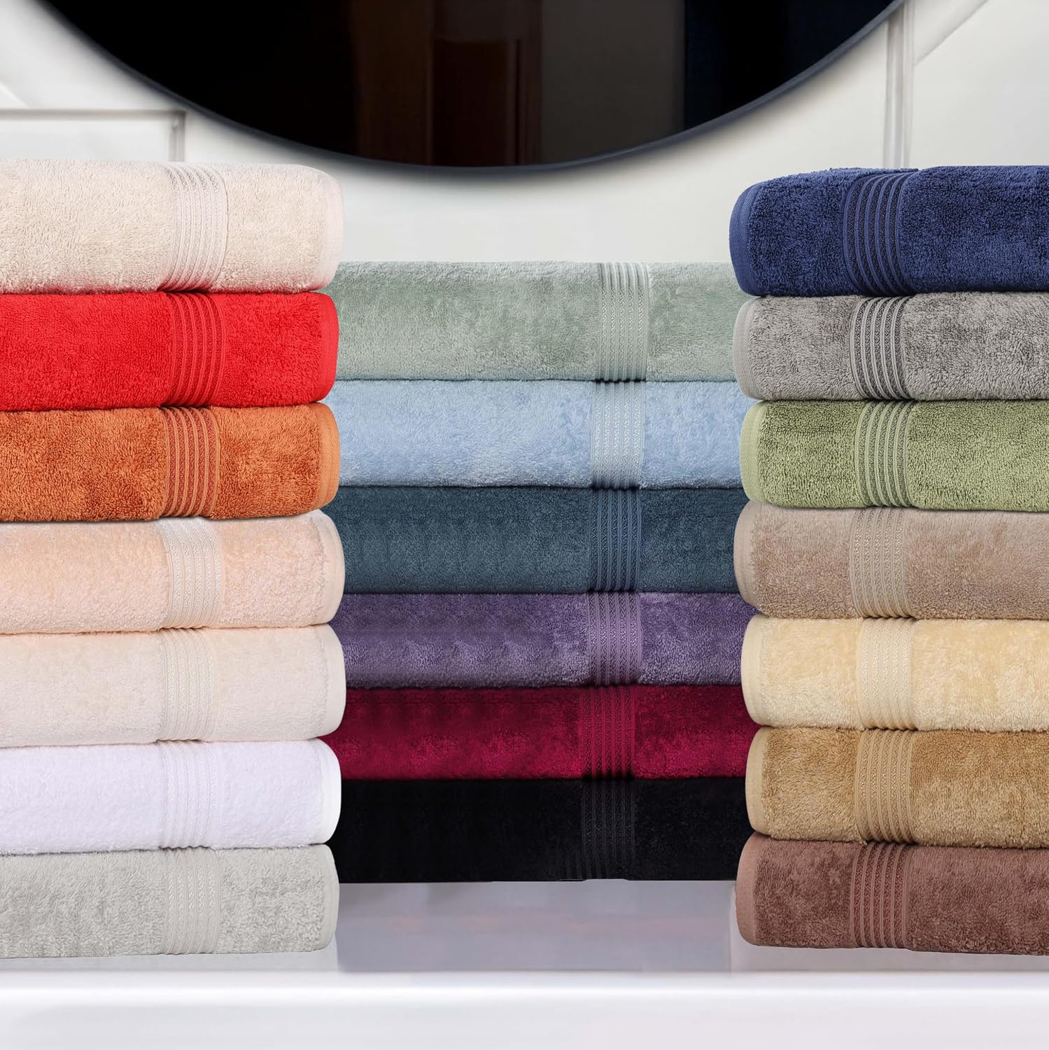 Superior Egyptian Cotton 6-Piece Towel Set, Bathroom Essentials, Towels For Bathroom, Apartment, Airbnb, Guest Bath, Face, Hand, Bath Towels, Washcloths, Absorbent, Fast Drying, Sapphire - Image 9