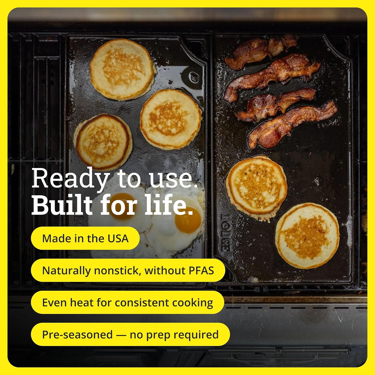 Lodge Reversible Cast Iron Grill/Griddle Pan, 16.75 x 9.5 Inches - Image 3