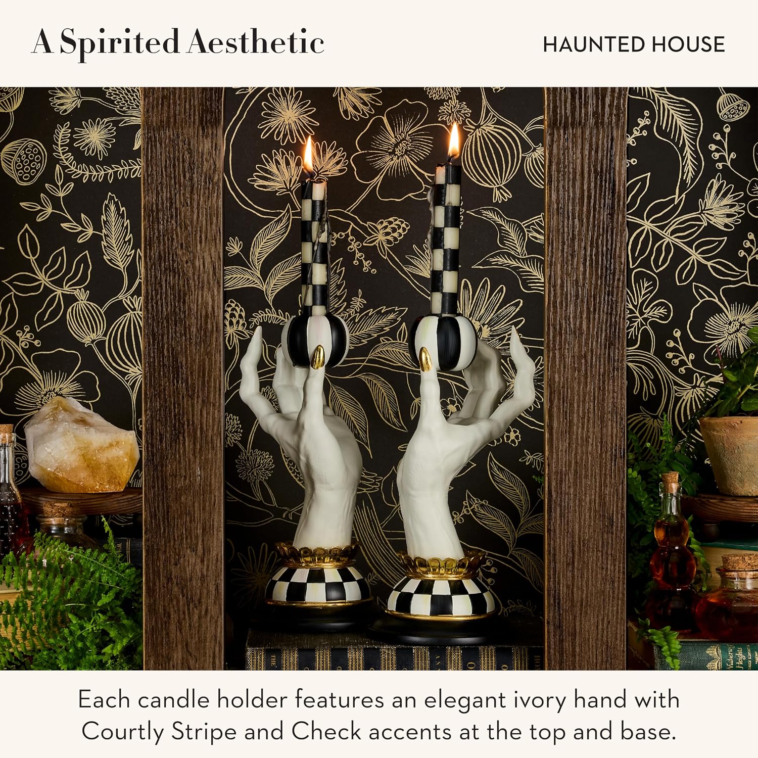 MACKENZIE-CHILDS Resin Haunted House Spooky Hand Candle Holder Set - Image 3