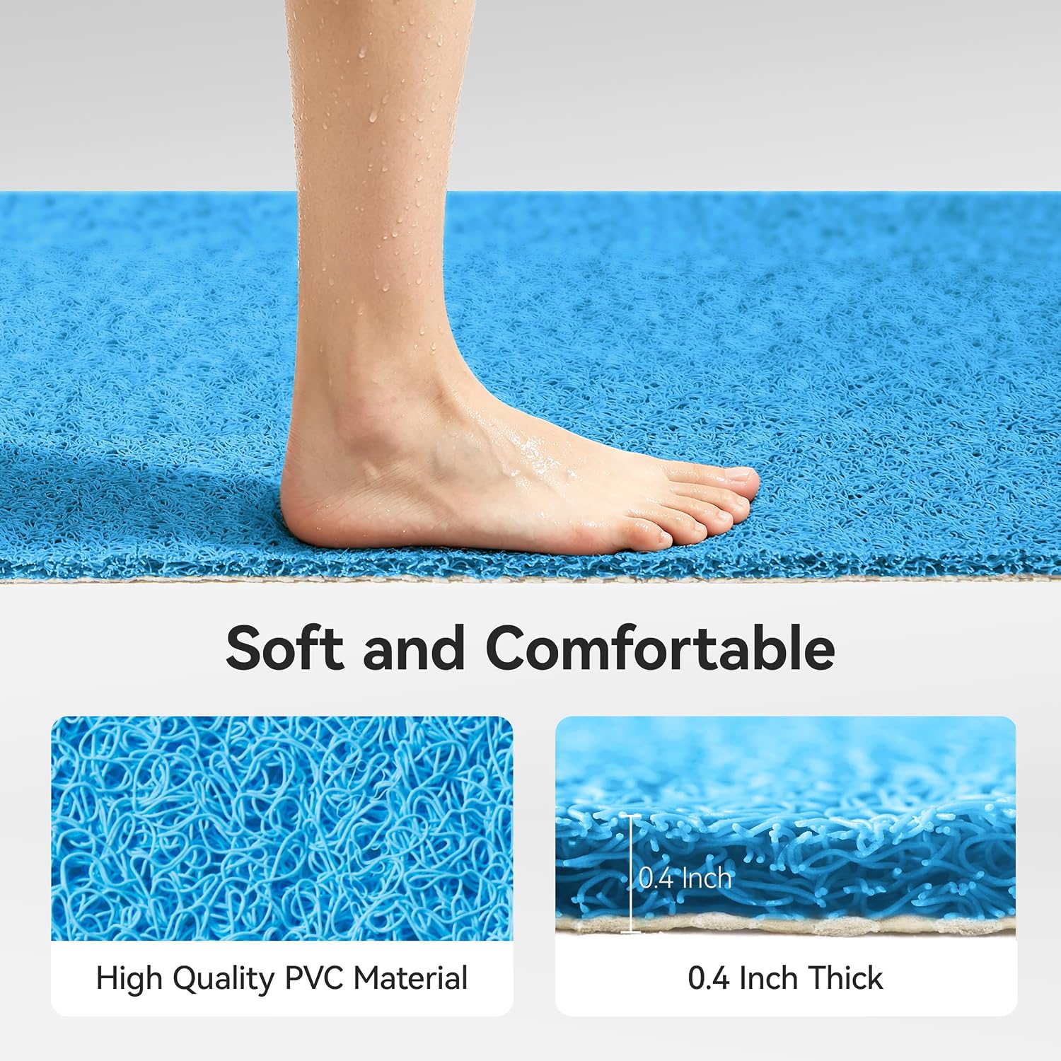 Asvin Soft Textured Bath, Shower, Tub Mat, 24x16 Inch, Phthalate Free, Non Slip Comfort Bathtub Mats with Drain, PVC Loofah Bathroom Mats for Wet Areas, Quick Drying - Image 5