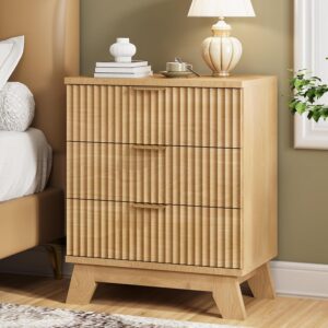 Xixini Fluted Nightstand with 3 Dra...
