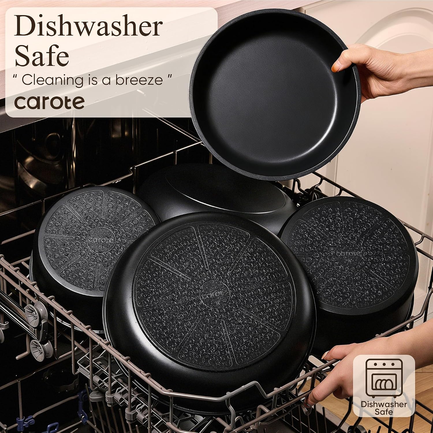 CAROTE 21pcs Pots and Pans Set Non Stick, Detachable Handle Cookware, Black - Image 5