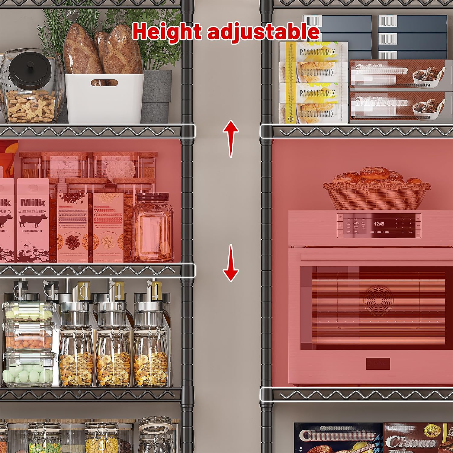 REIBII Heavy Duty 5-Tier Storage Shelves, 45.5''W for Kitchen Garage Retail - Image 6
