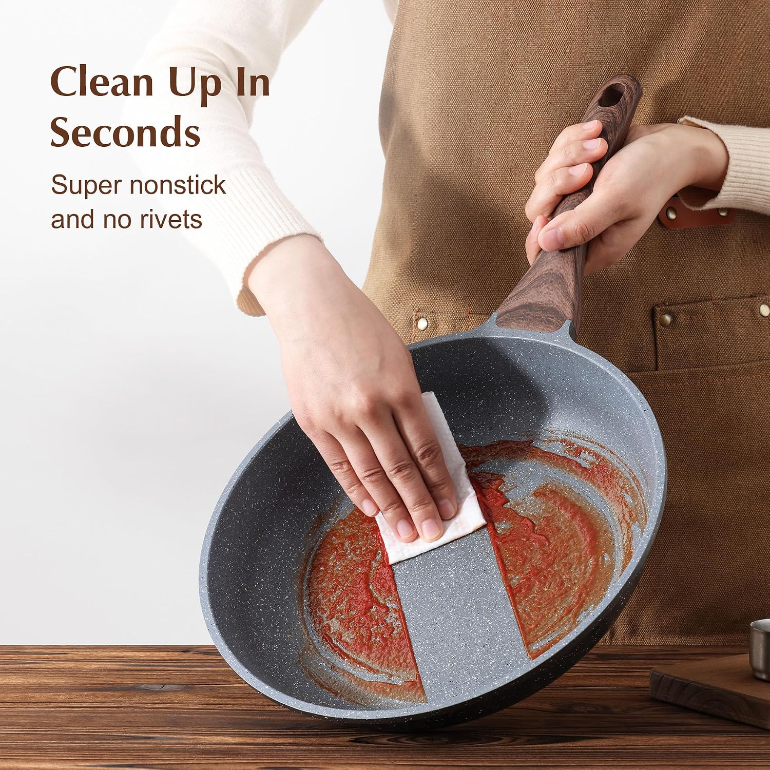 SENSARTE Nonstick Frying Pan Skillet, 9.5 Inch Swiss Granite Omelette Pan - Image 4