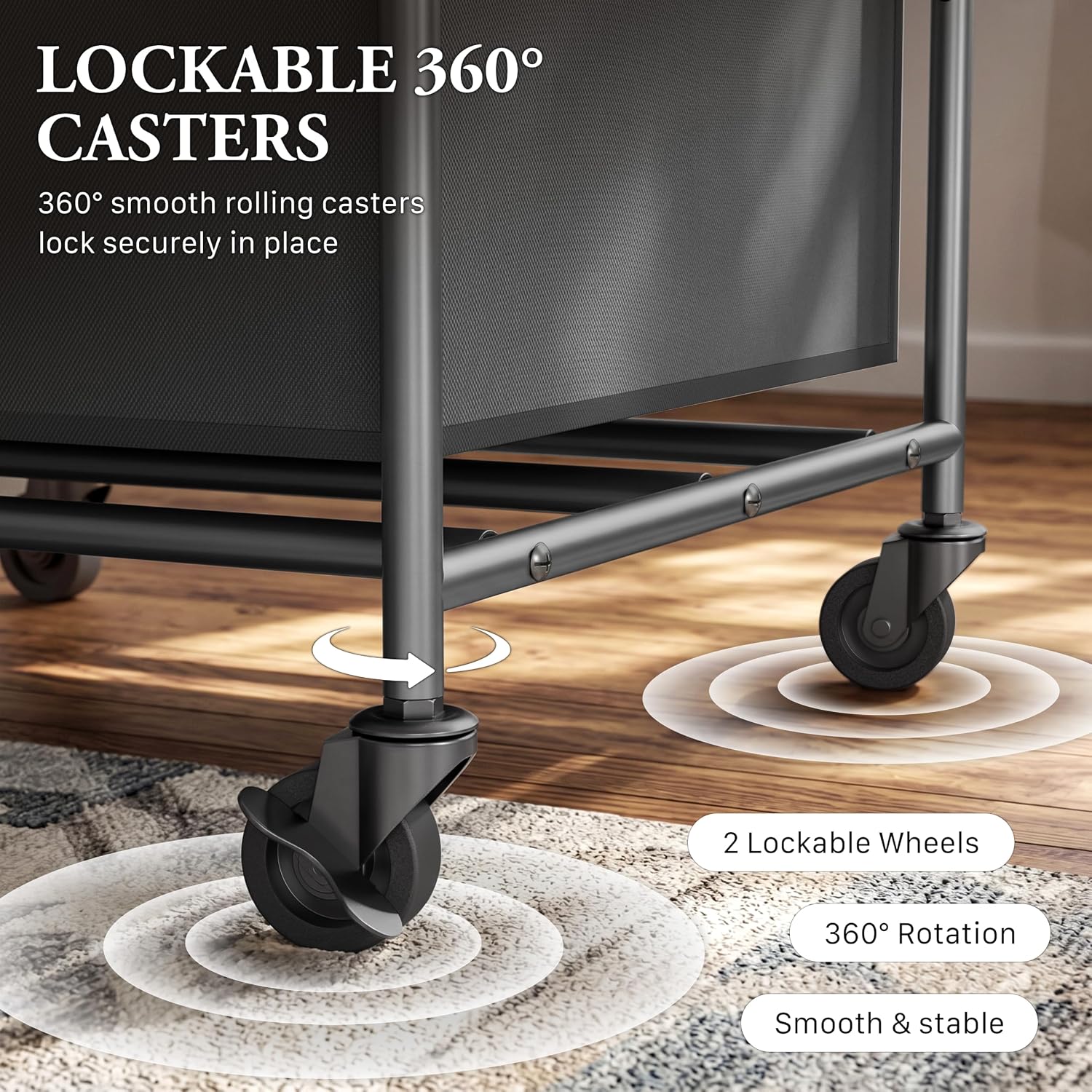 Simple Houseware 4-Bag Heavy Duty Laundry Sorter Rolling Cart, Dark Grey - Image 5