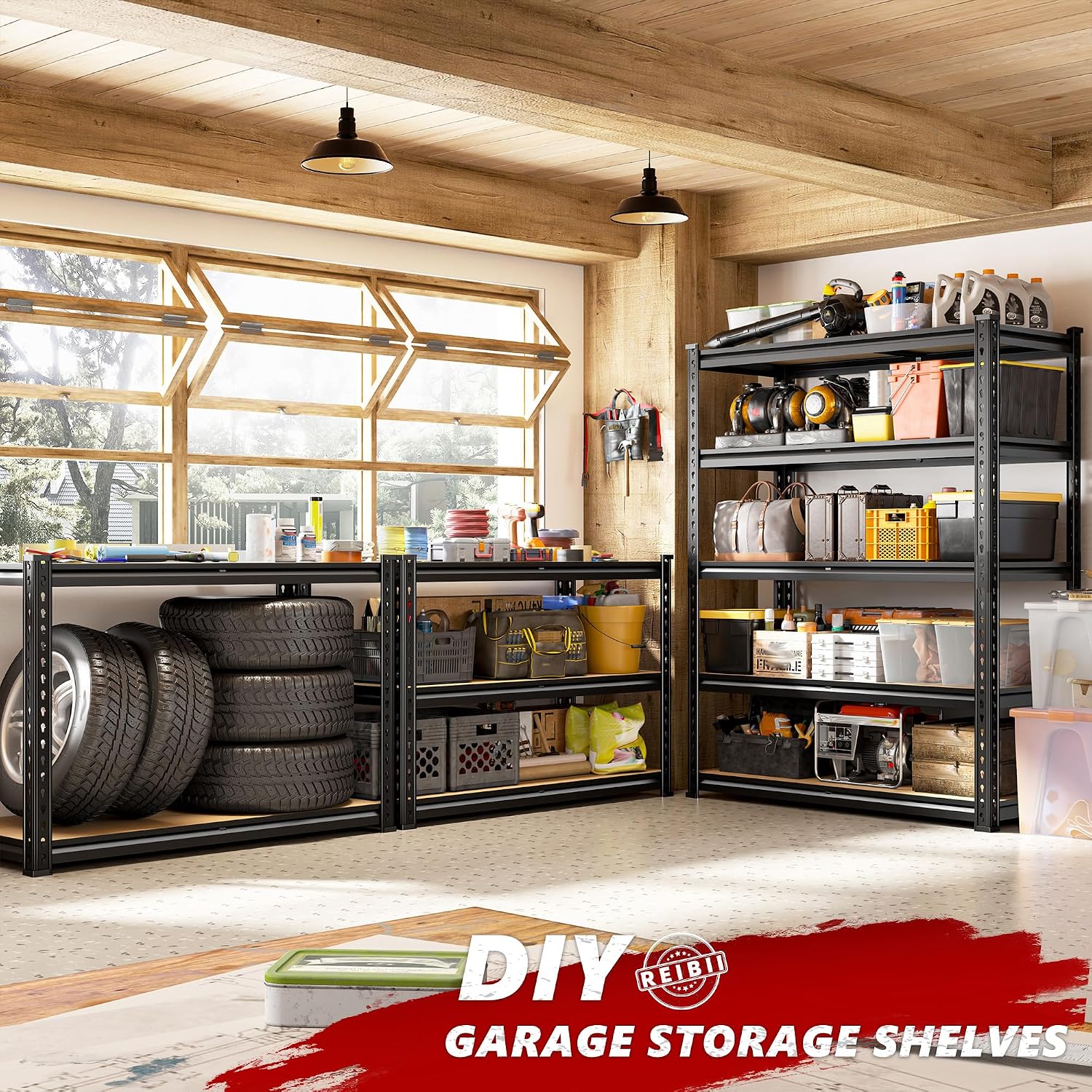 REIBII 2400 Lbs Garage Shelving for Basement, Adjustable Shelving Unit - Image 7