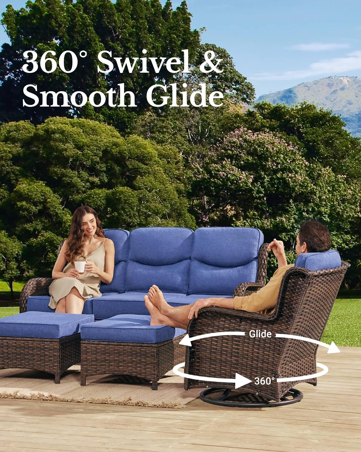 HILLGA Luxury Outdoor Patio Furniture Set with 6-Inch Thick Cushions - Image 3