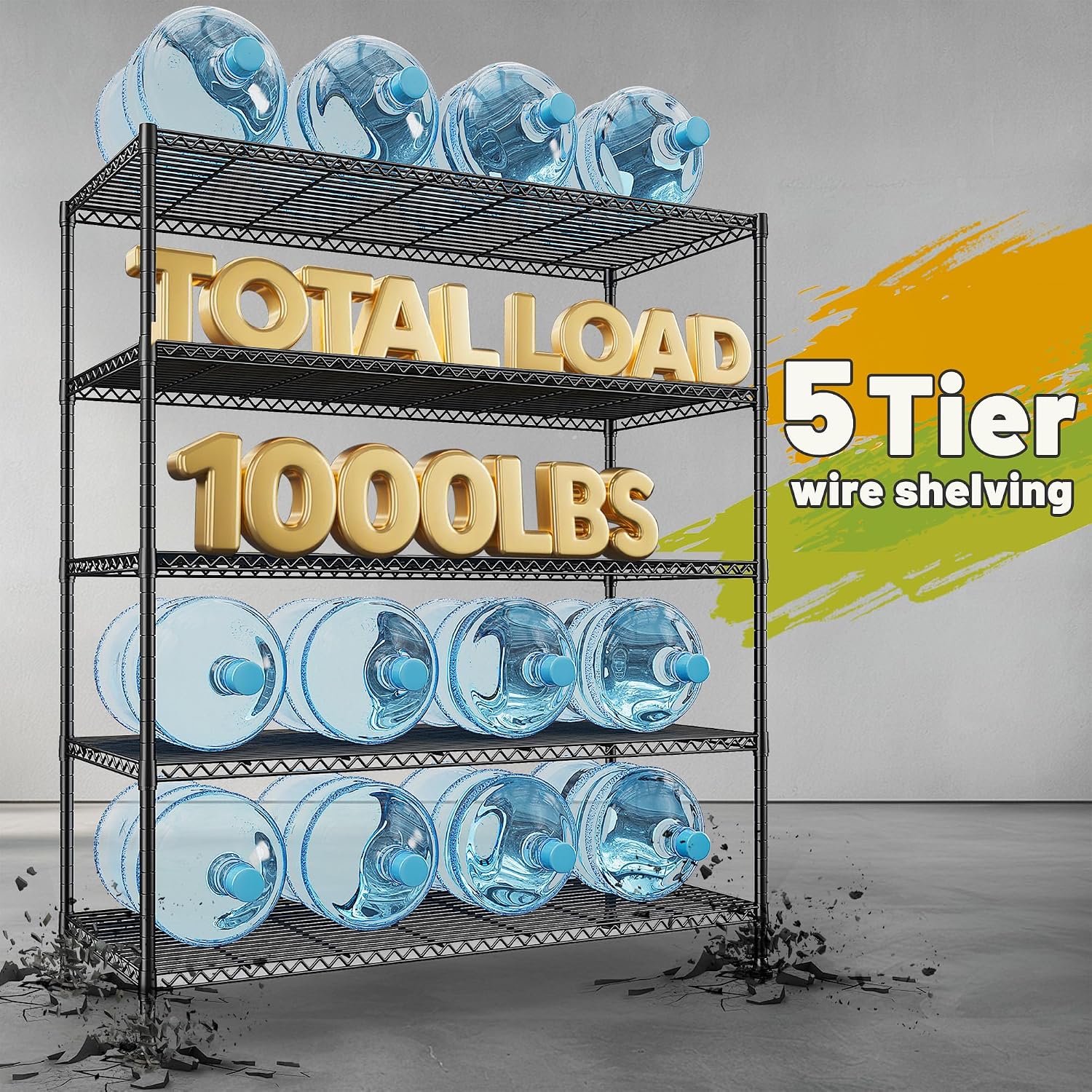 REIBII Heavy Duty 5-Tier Storage Shelves, 45.5''W for Kitchen Garage Retail - Image 4