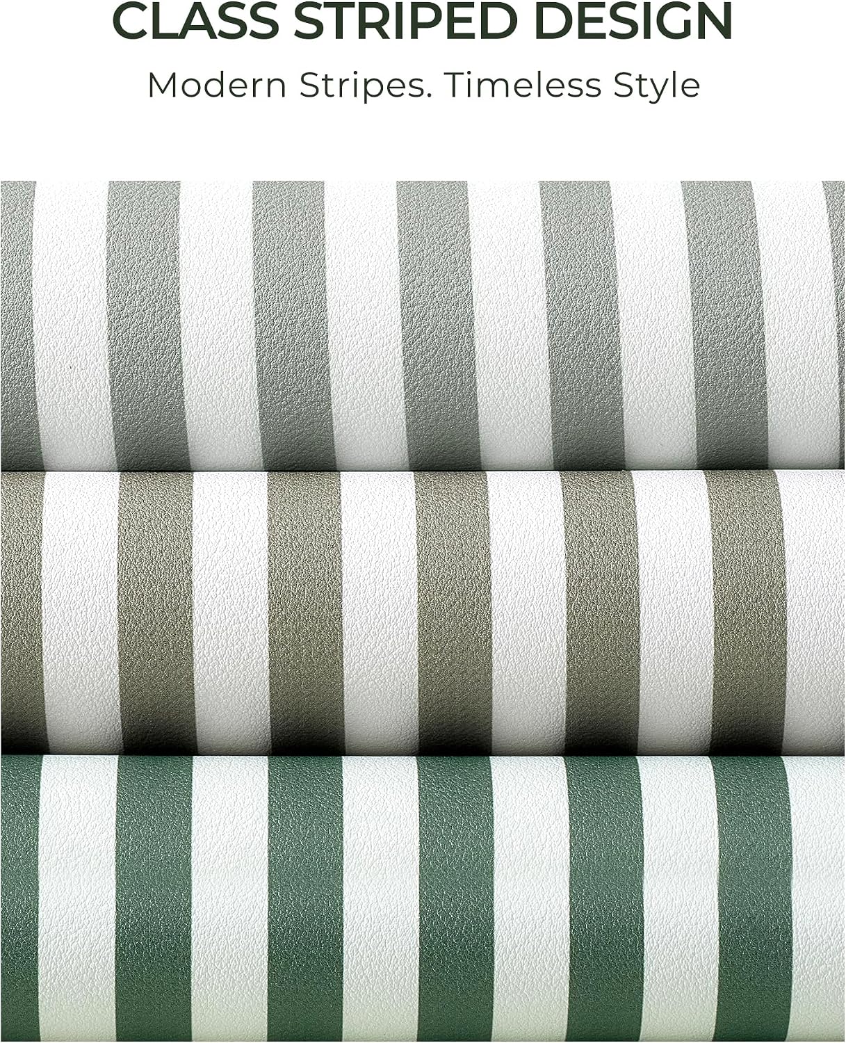 Leetaltree Striped Faux Leather Placemats Set of 6, Green - Image 8