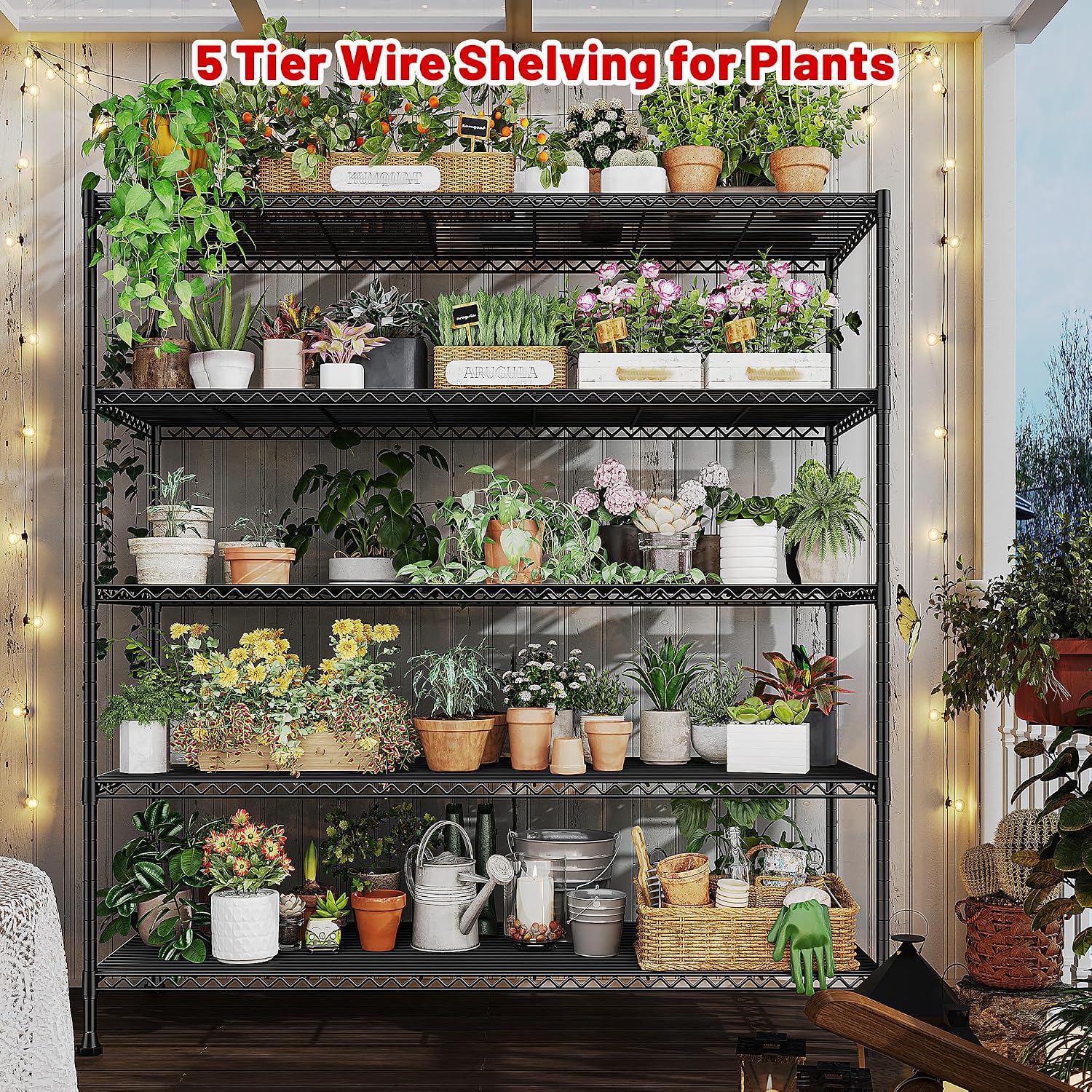 REIBII Heavy Duty 5-Tier Storage Shelves, 45.5''W for Kitchen Garage Retail - Image 7