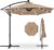 Best Choice Products 10ft Solar LED Offset Cantilever Hanging Market Patio Umbrella, 8 Sturdy Ribs, Easy Adjustment – Tan