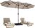 15ft Patio Umbrella with Base,Large Double-Sided Rectangular Umbrella,Beige