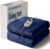 Westinghouse Heated Throw Blanket, Soft Flannel, 6 Levels, Navy