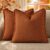 decorUhome Linen Fringe Light Rust Throw Pillow Covers 18×18 Set of 2