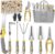 Yesker Gardening Tools 10-Piece Heavy Duty Garden Tool Set Gardening Supplies Gifts for Women Men Gardening Hand Tool Kit w Non-Slip Ergonomic Handle, Garden Bag, Durable Gloves, Pruning Shears, Gray