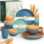 Wrova Plates and Bowls Sets, Wheat Straw Dinnerware Sets,Dishes Set for 8