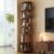 Muwuele 6 Tier Solid Wood Rotating Bookshelf Tower on Wheels, Walnut